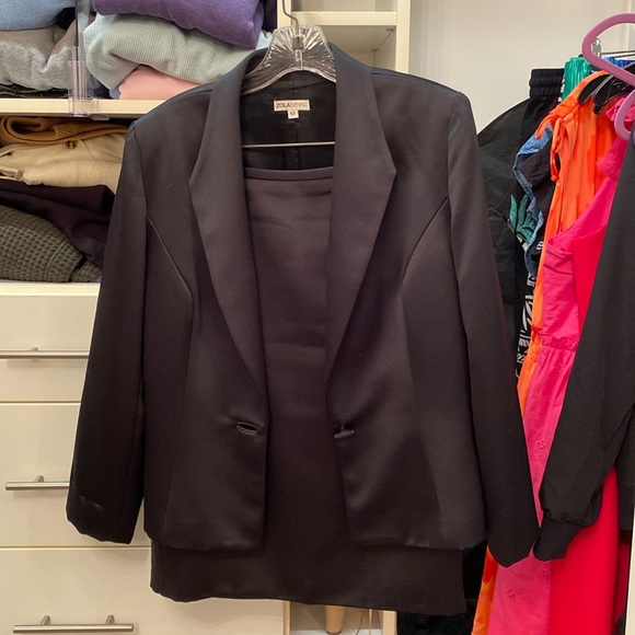 Zola evening skirt and suit jacket - black with a satin finish - fits like a sm - Picture 1 of 5